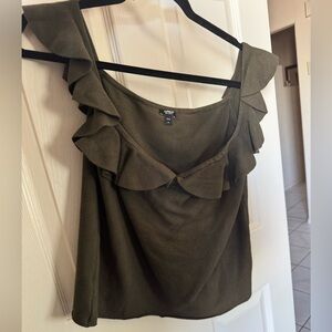 Express Olive Ruffle Camisole